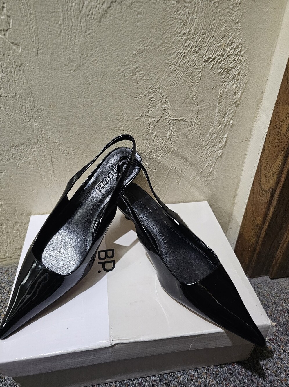 Steve Madden Kittie Black Patent Slingback Heels Size 8.5M